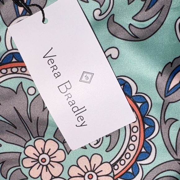 Vera Bradley Mint Floral Paisley Fabric Drawstring Backpack - Picture 2 of 5